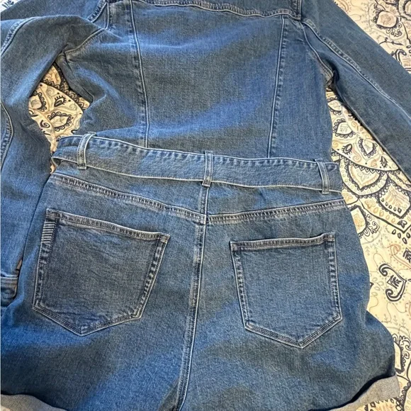 NWT PAIGE Maggy Tie Waist Long Sleeve Denim Romper jeans size 12 NWT - Picture 6 of 8